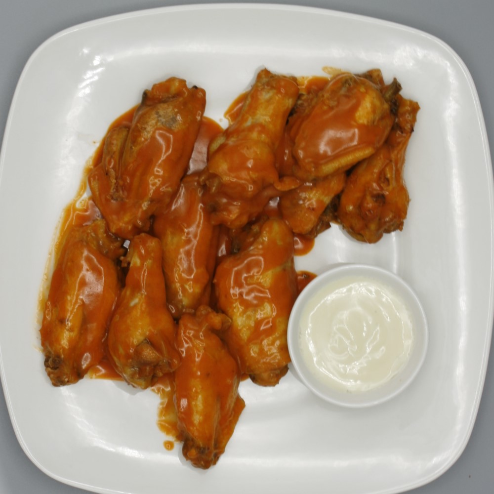 Chicken Wings, Juicy and Crispy, Variety of Flavors, Ranch Dressing, Blue Cheese Dressing, Perfect Appetizer, Party Favorite, Snack Option